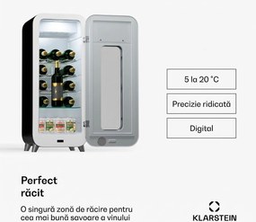 Klarstein Shirley 15 Uno. frigider pentru vinuri, 15 sticle, 5 - 20 °C, control tactil, retro