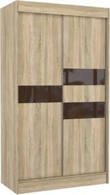 Dulap cu usi glisante 120x215 cm, Batia, ADRK Furniture (Culoare: Sonoma / Ciocolată Lacobel)