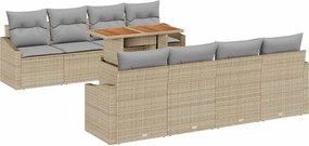 vidaXL Set de canapele pentru grădină 9 pcs Bej Rattan poli