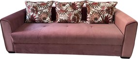 Canapea LILI extensibila, 3 locuri, cu lada de depozitare, catifea roz , 220x95x80 roz, Catifea