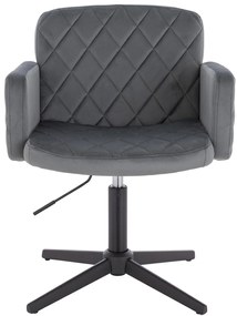 HR802CROSS Scaun Grafit din Catifea cu Bază Neagră