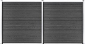 vidaXL Set de panouri de gard, negru, 353 x 186 cm, WPC