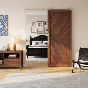 HOMCOM 152CM Kit feronerie ușă culisantă tip hambar, șină pentru ușă lățime 76 cm, grosime 30 mm, argintiu | Aosom Romania