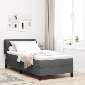 Pat cu saltea Box Spring vidaXL Gri închis 90x190 cm Fabric