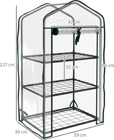 Outsunny Sera de Balcon cu 3 Niveluri și Ușă Rulantă, Sera pentru Grădină cu Structură din Oțel și Acoperiș din Plastic, pentru Plante, Flori, Fructe, 59x39x127 cm, Transparentă | Aosom Romania