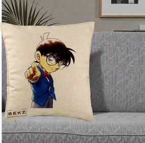 Perna Personalizata Detective Conan Conan Arata, 40x40 cm, Bej, Husa Detasabila, Perna Inclusa, BEKZ®