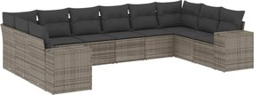 vidaXL Set mobilier de grădină cu perne, 10 piese, gri, poliratan
