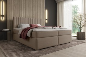 Pat continental Solani 160x200 cu spațiu de depozitare - catifea bej Castel 15