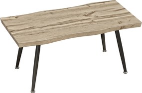 HOMCOM Măsuță de Cafea cu Blat Gros, Picioare Reglabile, Design Nordic cu Picioare din Oțel, 100x50x45 cm, Stejar | Aosom Romania