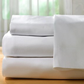 Lenjerie de pat pentru doua persoane, Boutique Percale, 4 piese, amestec bumbac, TC 200, 130 gr/mp, alb