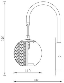 Aplica Braytron BR-BV01-00014, 1xG9, auriu+ transparent