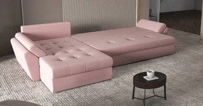 Colțar extensibil dumonde cu ladă de depozitare si sezut confortabil din spuma high-density, Loana XL Royal Roz II 335x185 cm