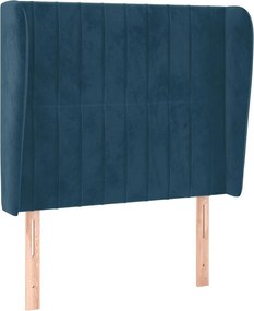 vidaXL Tăblie pat cu aripioare albastru închis 93x23x118/128cm catifea