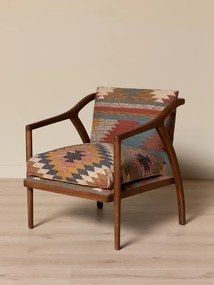 Fotoliu kilim din iută naturala și lână, cu structura din lemn de mango, 83×68×75 cm, „Ayaco"