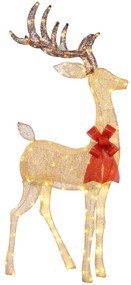 Outsunny Ren luminos de Crăciun, decorațiune din oțel iluminată cu 137 LED-uri alb cald, 66 x 25 x 135 cm, auriu | Aosom Romania