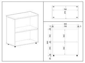 Dulap jos SimpleOffice 80 x 40 x 80 cm, mesteacan