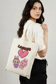 Sacosa de Panza pentru Cumparaturi, Geanta Tote, model Labubu 1 38 x 34.5 cm, Alba, BEKZ®