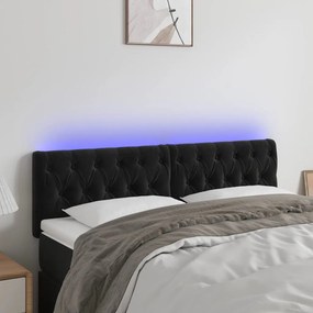 vidaXL Tăblie de pat cu LED, negru, 144x7x78/88 cm, catifea