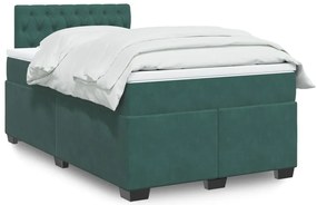 vidaXL Pat box spring cu saltea, verde închis, 120x190 cm, catifea
