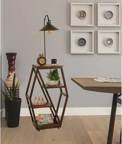 Masuta cu lampadar lemn-metal, Homs, nuc-negru,Seria lx, 40061