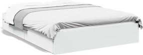 vidaXL Cadru de pat cu sertare, alb, 135x190 cm, lemn prelucrat