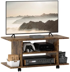 HOMCOM Comodă pentru TV cu Roți, 80×40×40 cm, Negru | Aosom Romania