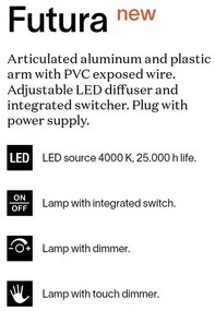 Lampa LED de birou / lampa masa moderna cu brat articulat FUTURA TL BIANCO