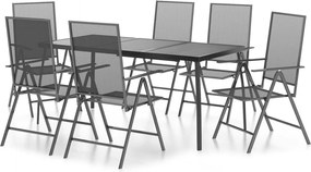 vidaXL Set de masă pentru grădină, 7 piese, antracit, oțel