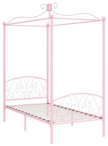 284487 vidaXL Cadru de pat cu baldachin, roz, 100 x 200 cm, metal