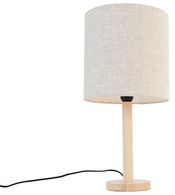Lampă de masă rustică din lemn cu abajur maro deschis - Mels