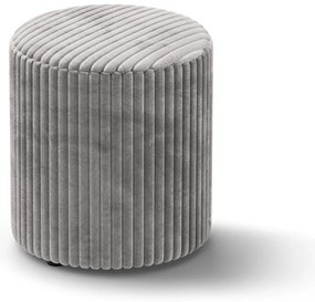 Taburet gri deschis cu tapițerie din catifea reiată Dia – Micadoni