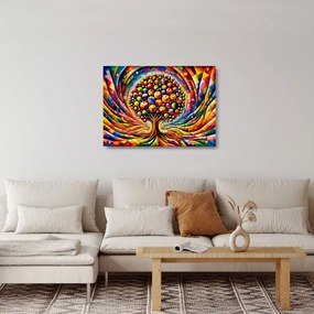 Tablou pe sticlă – Arbore colorat cu mere (70x50 cm)