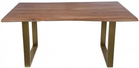 Masa dreptunghiulara cu blat din lemn de salcam Tables &amp; Benches 160 x 85 x 77 cm maro/auriu