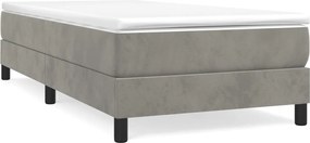 vidaXL Pat box spring cu saltea, gri deschis, 100x200 cm, catifea