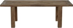 Măsuță de cafea dreptunghiulară din lemn de tec reciclat, natur, cu ramă teșită și picioare masive, 45 x 140 x 70 cm, „Deneris” – Ethnic Collections