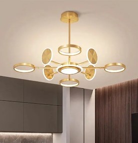 Lustra LED Cu Telecomanda, 3 Tipuri De Lumina, Intensitate Reglabila, 113W, Auriu