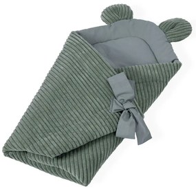 Păturică de înfășat verde din catifea reiată 35x65 cm – Meowbaby