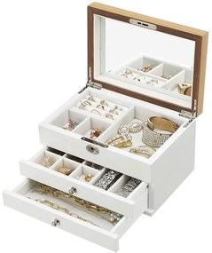 Cutie de bijuterii cu 3 sertare cu căptușeală din catifea | SONGMICS
