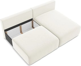 Colțar crem extensibil/cu spațiu de depozitare cu tapițerie din catifea (cu colț pe partea dreaptă/cu șezlong) Kalena – Makamii