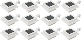 vidaXL Lămpi solare de exterior, 12 buc., alb, 12 cm, pătrat, LED