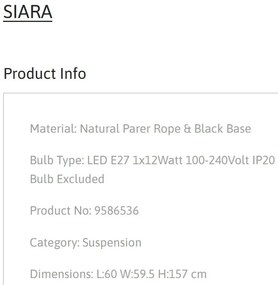 Lustra/Pendul design natural SIARA NVL-9586536