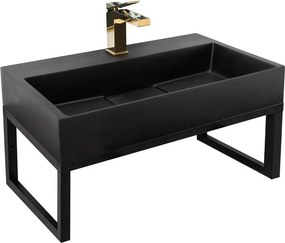 Set lavoar compozit negru Rea Goya 70 cm plus cadru