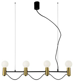 Suspensie Volter, E27, Black|Gold, 4 X Max 40W, 4232400, Viokef Grecia