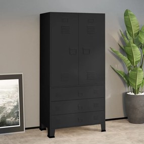 vidaXL Șifonier industrial, negru, 90x50x180 cm, metal