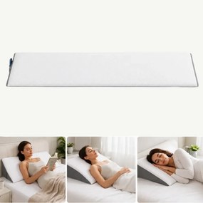 Perna triunghiulara pentru gol tablie pat, catifea jacquard, Alb