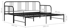 Cadru pat canapea extensibila, negru, 90 x 200 cm, metal Negru