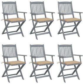 vidaXL Scaune pliante de exterior cu perne 6 buc. lemn masiv de acacia