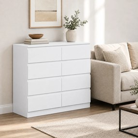 HOMCOM Comodă modernă cu 8 sertare, 120 x 39 x 100 cm, albă | Aosom Romania