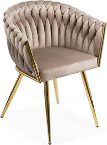 Scaun living modern din catifea cu picioare metalice BUC 261 bej