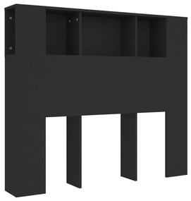 811917 vidaXL Tăblie de pat cu dulap, negru, 120x18,5x102,5 cm